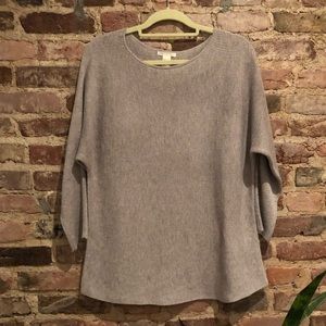 H&M Slouchy Gray Taupe Knit 3/4 Sleeve Sweater